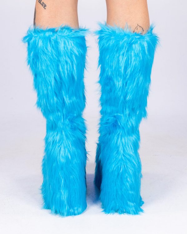 Blue Electric Fuzz Women s Faux Fur Platform Boots Online - Image 3