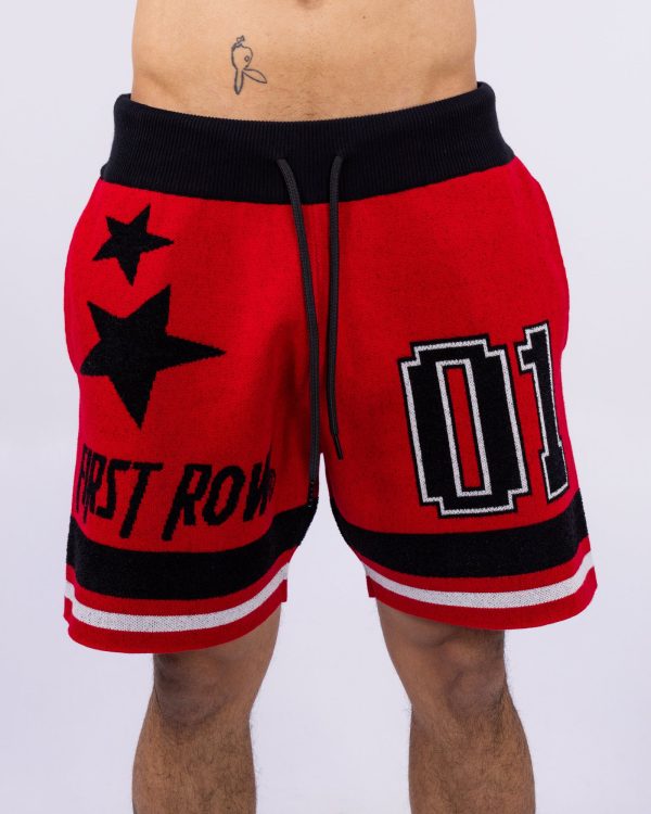 Star Varsity Men s Red Knit Shorts Online now