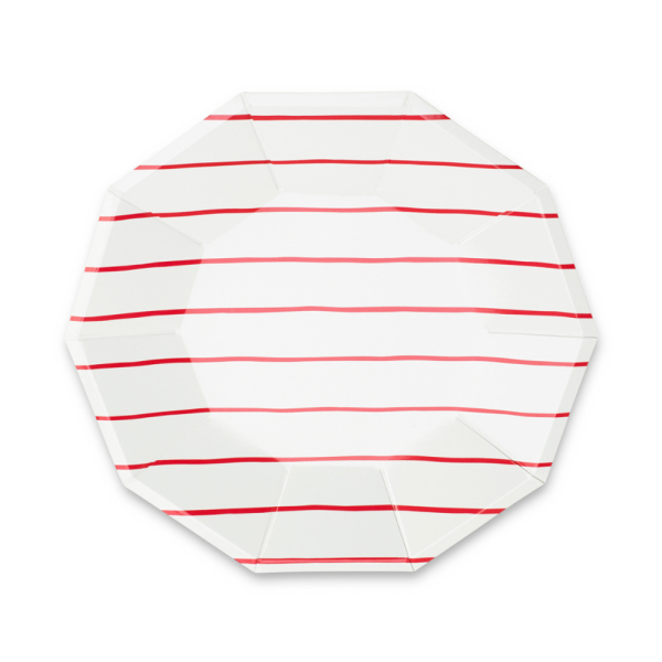 Candy Apple Frenchie Striped Large Plates Hot on Sale