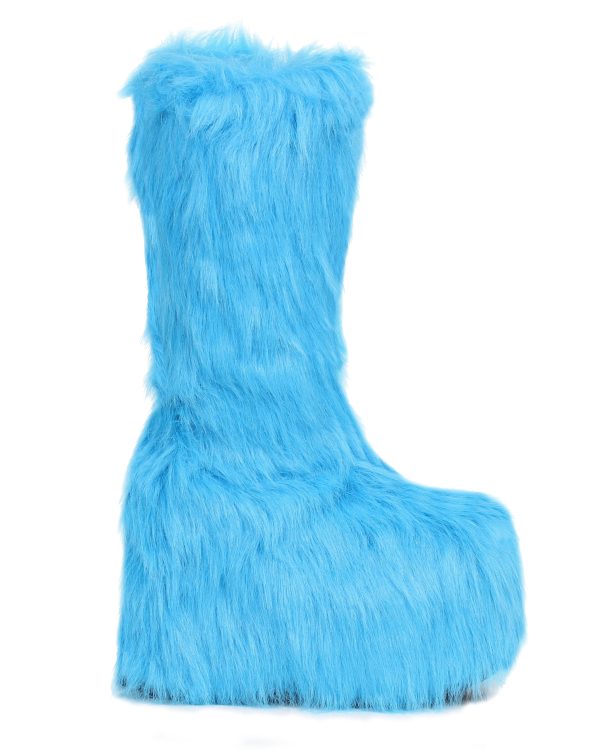 Blue Electric Fuzz Women s Faux Fur Platform Boots Online - Image 4